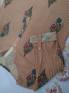 Striped Floral Print Kurti