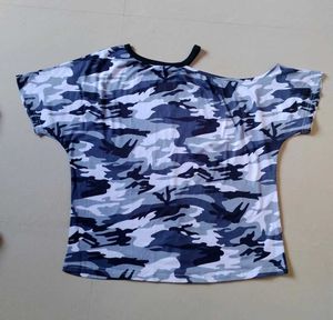 Cool Camo One-Shoulder Top
