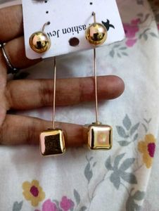 Gold Geometric Drop Earrings