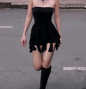 Savana Black Tube Ribbon Dress