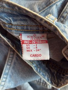 Light Wash Wide Leg Cargo Jeans