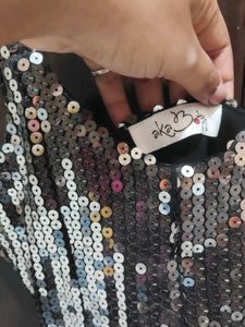 Shiny Silver Sequin Party Wear Top🌌
