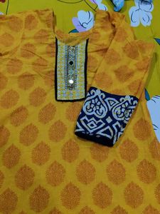 Yellow Printed Kurti