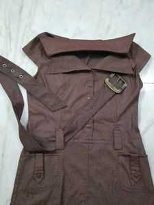 Dianyali Collection Mega Sleeve Bodycon Cherry Brown Dress