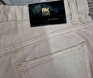 Cream High-Waist Wide-Leg Denim Jeans for Women