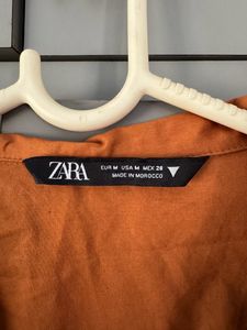 Burnt Orange Shirt Dress - Zara