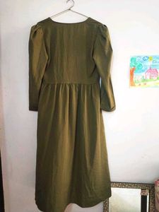 Olive Green Button-Down Dress