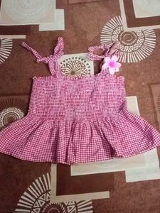 Gingham Ruffled Bow Top