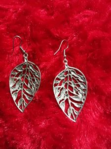 Silver Coated Leaf Earring