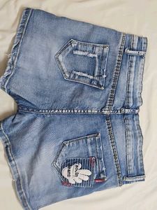 Distressed Denim Skorts