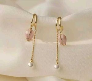 Pink Tulip Pearl Drop Earrings❤️💗