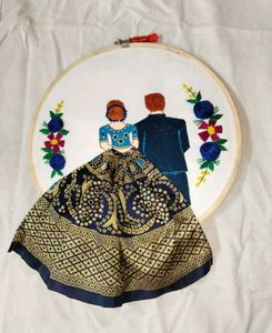 Couple Embroidery Wooden Hoop