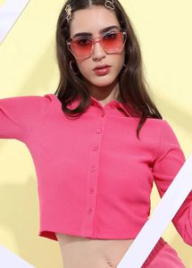 Pink Ribbed Crop Top