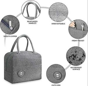 Gray Lunch Bag - Insulated &amp; Reusable