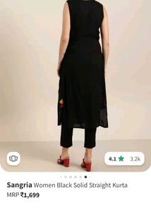Black Kurti With Matching Bracelet