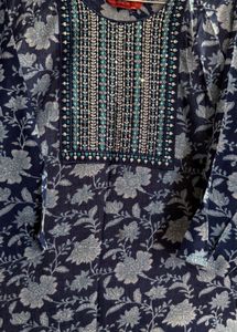 Floral Nevy Blue Kurti
