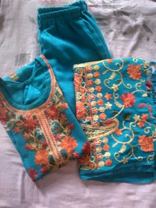 Blue Embroidered Kurta Set