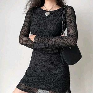 Rose Pattern Korean Dress