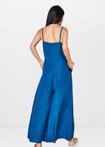 Embroidered Teal Jumpsuit