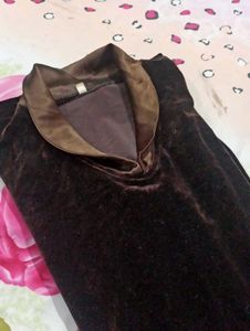 Elegant Brown Velvet Midi Dress