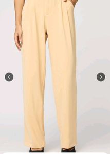 Beige Wide Leg Trousers