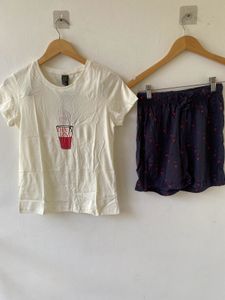 Navy Blue &amp; White Shorts Set