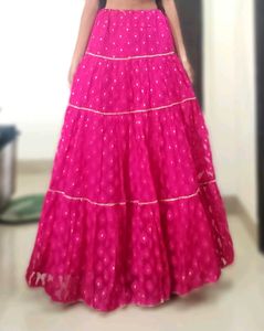 Pink Tiered Maxi Skirt