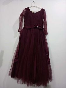 Elegant Burgundy Tulle Gown