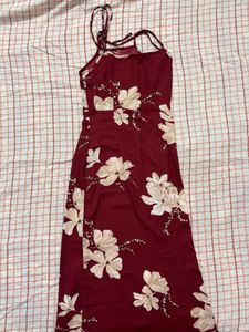 Floral Print Slit Midi Dress