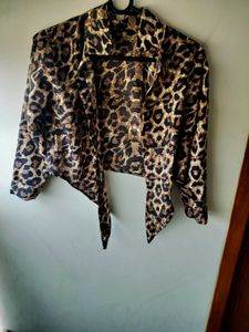 Leopard Print Tie-Front Top