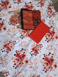 Floral Print Lehenga Choli Set with Accessories