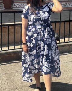 Blue Floral Print Dress