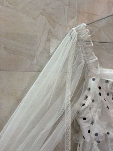 Polka Dot Mesh Long Sleeve Top