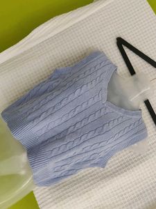 Blue Cable Knit Sweater Vest