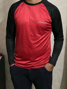 CORWOX Full Sleeves Red & Black Sports T-Shirt