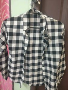 Black &amp; White Plaid Flannel Shirt