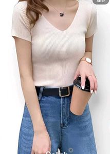 New With Tag Korean Knit Body Fit Beige Top