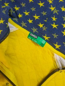 #boys_kids_yellow Printed Woolen Jacket