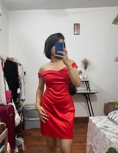 H&amp;M Red Satin Mini Dress