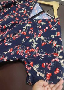 Navy Blue Multi Floral Print Jumpsuit For 38 Bust