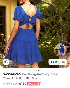 Blue Open Back Mini Dress