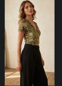 Vintage Green Velvet Wrap Top