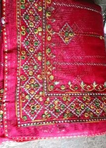 Red Embroidered saree