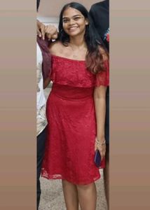 Red Lace Off-Shoulder Dress