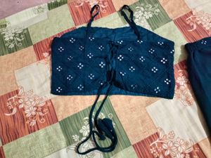 Teal Embellished Palazzo Set