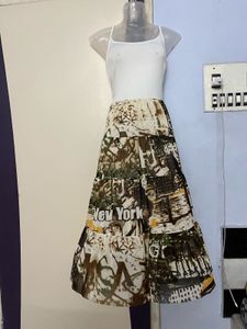 Pintrest Korean Tiered New York Print One Piece