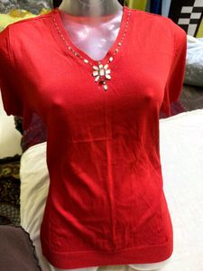 Red Embellished Top