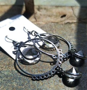 Silver Hoop Drop Earrings