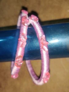 Pink Beaded Bangles - Set of 2