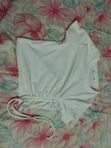 Aesthetic White Top With Drawstring